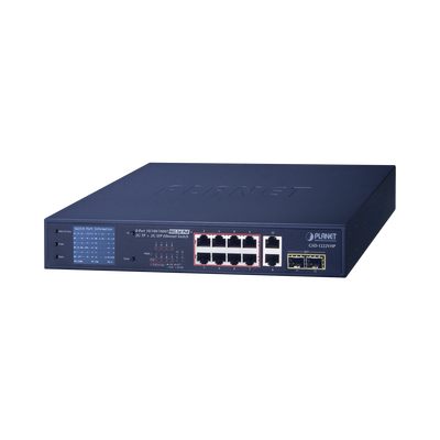 [N4-GSD-1222VHP-161040] Switch No Administrable 8 Puertos Gigabit con Modo Extend PoE a 250 mts, 2 puertos Uplink 10/100/1000 Mbps, 2 Puertos SFP