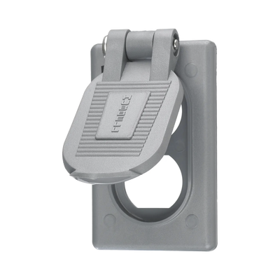 [N4-HUB-HBL-522-2-207880] Tapa Resistente a Intemperie para Contacto Dúplex de  Policarbonato Color Gris.