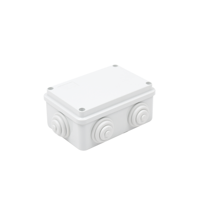 [N4-GW-44-005-80750] Caja de derivación de PVC Auto-extinguible con 6 entradas, tapa atornillada, 120 x 80 x 50 mm (4.74 x 3.15 x 1.97 in), Para Exterior (IP55)
