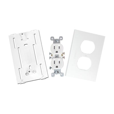 [N4-TEK-100-DUPLEX-76635] Contacto eléctrico doble, soporte y tapa color blanco de PVC auto extinguible,  para canaleta TEK100 (5591-10200)