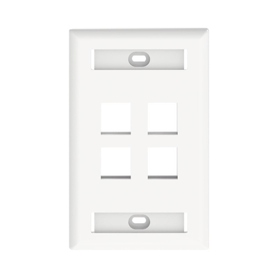 [N4-NK4FWHY-74145] Placa de Pared Vertical, Salida Para 4 Puertos Keystone, Con Espacios Para Etiquetas, Color Blanco