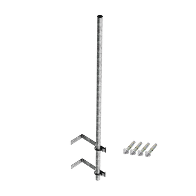 [N4-SMR-P1-88074] Mástil de 3 m de 1-1/4" diámetro ced. 30 con Herrajes para Sujeción a Pared.