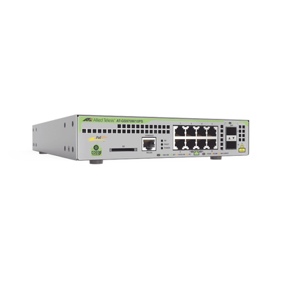 [N4-AT-GS970M/10PS-R-10-142817] Switch PoE+ Administrable CentreCOM GS970M, Capa 3 de 8 Puertos 10/100/1000 Mbps + 2 SFP Gigabit, 124 W