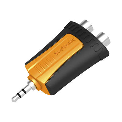 [N4-MMJ3-2RF-221213] Conector Estéreo | 3.5 mm - 2 x conector Hembra RCA | Adaptador de Carcasa de Plástico
