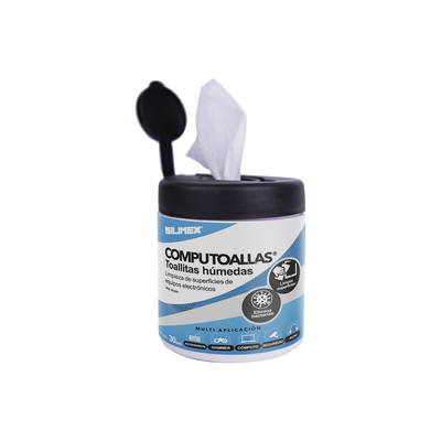 [N4-COMPUTOALLAS-160988] Toallas húmedas antibacteriales, para limpieza de gabinetes, equipos de cómputo, audio, vídeo y telefonía, 30 piezas