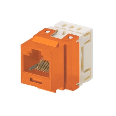 [N4-NKP5E88MOR-74316] Conector Jack Estilo 110 (de Impacto), Tipo Keystone, Categoría 5e, de 8 posiciones y 8 cables, Color Naranja