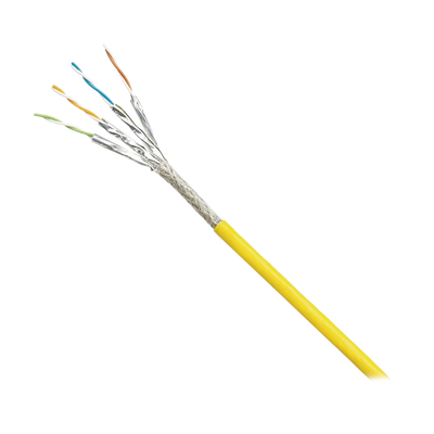 [N4-ISX6X04AYL-LED-184215] Bobina de Cable Blindado S/FTP Categoría 6A, Uso Industrial con Resistencia al Aceite, Rayos UV y Abrasión, Multifilar (Flexible), Color Amarillo, Bobina de 500m