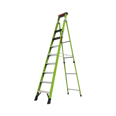 [N4-SENTINEL10-207406] Escalera de 3.05 m Capacidad máxima de 170 Kg, inclinada, de fibra de vidrio con almohadilla de pared giratoria.