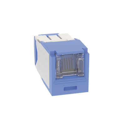[N4-CJH6X88TGBU-191272] Conector Jack RJ45 Estilo TG con Ventana, Mini-Com, Categoría 6A, de 8 posiciones y 8 cables, Color Azul