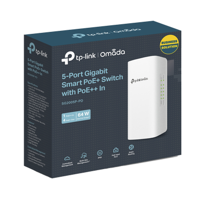 [N4-SG2005PPD-236947] Switch PoE Omada Para Exterior / 1 Puerto PoE++ IN 802.3 af/at/bt / 4 Puertos PoE+ OUT Gigabit / Adminstración Centralizada Omada