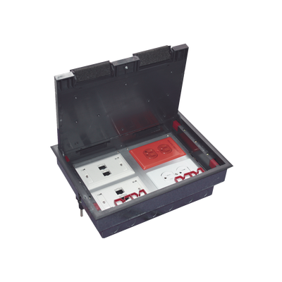 [N4-TH-CP-4M-72886] Caja de piso para cuatro módulos universales (Socket M4), para alimentación eléctrica y redes de datos (11000-43401) No incluye faceplates