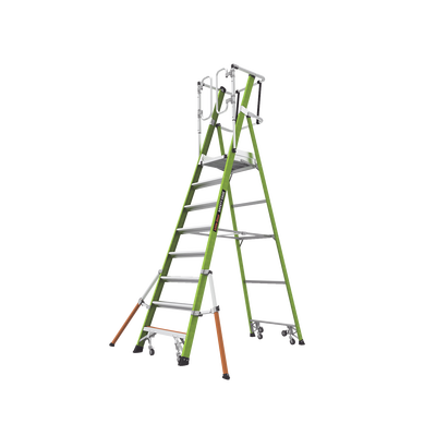 [N4-CAGE-FIX-8FT-202219] Escalera Fija de 8' (2.4m) de Fibra de Vidrio con Jaula y Peldaños de Aluminio. (SKU:19708-146).
