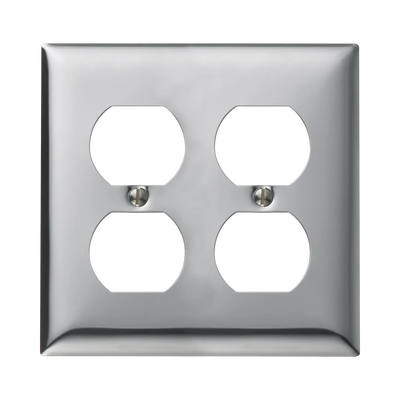 [N4-HUB-SCH-82-219027] Tapa para 2 Contacto Dúplex Color Cromo.