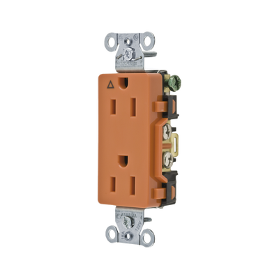 [N4-HUB-IG15DR-215007] Contacto Dúplex Conexión a Tierra Aislada/ 15A 125V/ 2 polos 3 Hilos/ Nema 5-15R /Grado Comercial Decorativo/ Color Naranja.