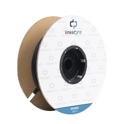 [N4-EF-50-SC-169885] Carrete de Fibra Óptica Monomodo con Conectores SC-SC Duplex, Reforzada con Kevlar, de 50 metros, Para instalaciones subterráneas por tubería