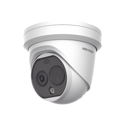[N4-DS-2TD1228T-2/QA(B)-233984] Turret IP Dual / Térmica 2.1 mm (256 x 192) / Óptico 2.2 mm (4 Megapixel) / Termométrica / Detección de Temperatura / PoE /Exterior IP66 / Sirena y Luz Intermitente Integrada / MicroSD