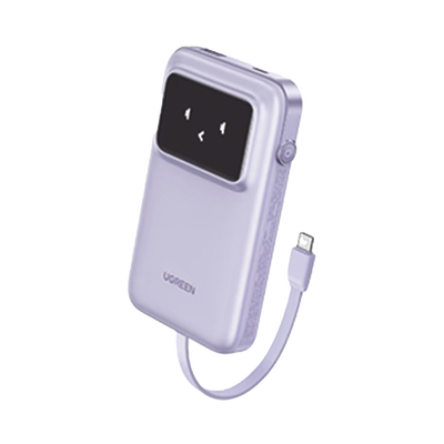 [N4-35604B-235405] Power Bank Serie Uno |  10000mAh | 30W |  con Cable USB-C Incorporado | 2 Salidas 30W Max. | Pantalla Inteligente | Carcasa Ignifuga | Aprobado por Aerolíneas.| Color Purple.