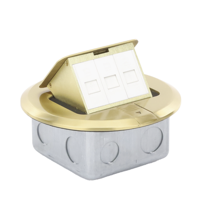 [N4-TH-MCPD-B-76992] Mini caja de piso redonda para datos o conectores tipo Keystone, color bronce (3 contactos) (11000-12102)