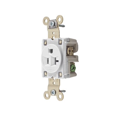 [N4-HUB-HBL-5361-W-225834] Contacto Sencillo / 20 A 125 V / 2 Polos 3 Hilos / Nema 5-20R / Color Blanco / Grado Industrial.