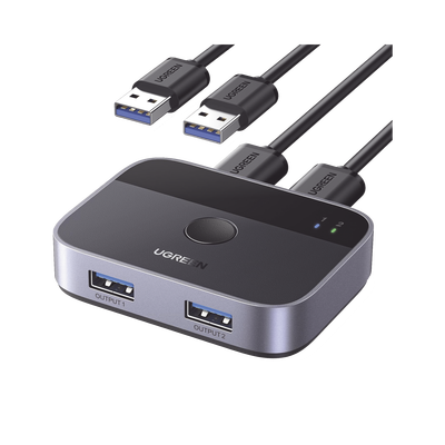 [N4-35313-231180] Conmutador USB para Compartir 2 Puertos USB 3.0 a 2 PC Ìs | Cambio Mediante Botón | Incluye Dos Cables USB de 1.5 m | ABS | Permite que 2 Usuarios Compartan 2 Dispositivos Periféricos USB 3.0, como una impresora, un escáner, etc.