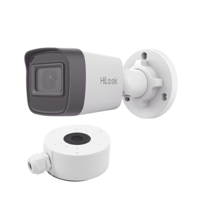 [N4-IPC-B141H-C/XSP-241142] HiLook Series / Bala IP 4 Megapixel / 30 mts IR / Exterior IP67 / PoE / dWDR / Lente 2.8 mm + Caja de conexión DS-1280ZJ-XS
