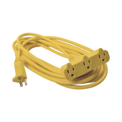 [N4-SYS-136050-166386] Extensión Eléctrica Tipo Abanico Uso Rudo 8 metros/ 127 V CA - 10 A Máximo / Color Amarilla.