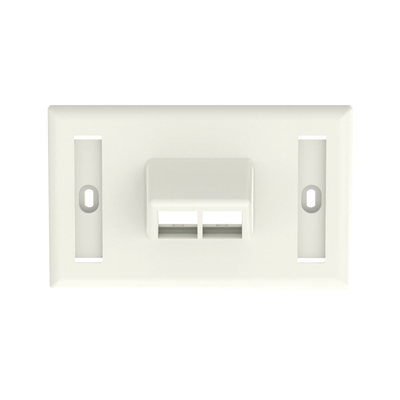 [N4-NK2HSFIWY-95190] Placa de Pared Horizontal, Salida Para 2 Puertos Keystone, Con Espacios Para Etiquetas, Color Blanco Mate