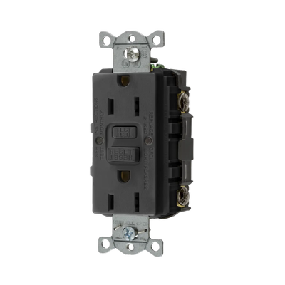 [N4-HUB-GFR-ST-15-BK-208989] Contacto de Auto-verificación GFCI con Interruptor de Falla a Tierra de 15 A 125 V 2 Polos, 3 Hilos Color Negro (Nema 5-15R), Grado Comercial.