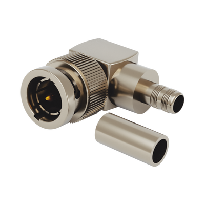 [N4-RFB-1710-K-192401] Conector BNC Macho en Ángulo Recto para 75 Ohm, Anillo Plegable para COMMSCOPE 735 ó Grupo K, Níquel/ Oro/ Teflón.