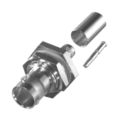 [N4-RFB-1717-S-192440] Conector BNC Hembra para Chasis en D-Plano con Aro de Goma, Anillo Plegable para RG-179/U, Grupo S, 75 Ohm, Níquel/ Oro/ Teflón.