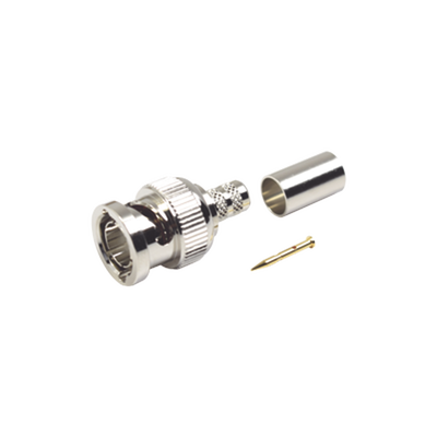 [N4-RFB-1707-D2-27822] Conector BNC Macho en 75 Ohm, Anillo Plegable para Coaxial 8279, RG-59/U, Níquel/ Oro/ Teflón.