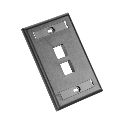 [N4-NK2FBL-168312] Placa de Pared Vertical, Salida Para 2 Puertos Keystone, Con Espacios Para Etiquetas, Color Negro