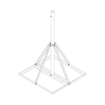 [N4-S-BNP-901-171782] Base No Penetrante Base de 0.9 x 0.9 m con Mástil de 1.5 m x 2" diam. Ced.30 para Instalación de Antenas (HOT-DIP).