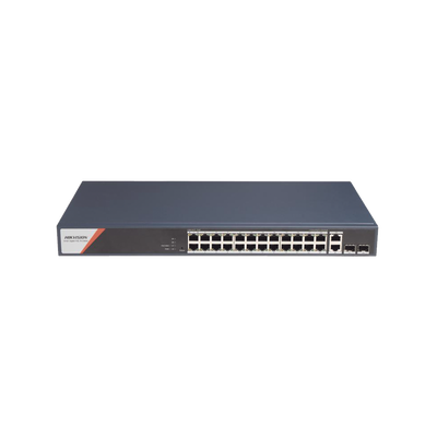 [N4-DS-3E1528HP-SI-24P2T2F-237088] Switch Gigabit PoE+ / Administrable / 24 Puertos 1000 Mbps PoE+ (4 Puertos PoE++ 90 W) / 2 Puertos 1000 Mbps de Uplink / 2 Puertos SFP / Configuración Nube Hik-PartnerPro / Modo Extendido hasta 300 Metros / 370 W
