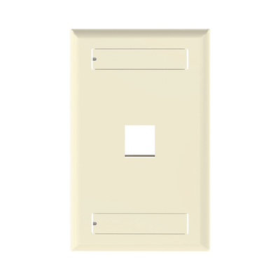[N4-NK1FEIY-74110] Placa de Pared Vertical, Salida Para 1 Puerto Keystone, Con Espacios Para Etiquetas, Color Marfil