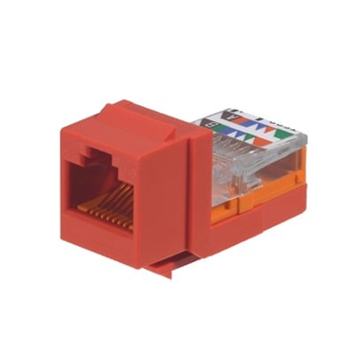 [N4-NK5E88MRDY-74157] Conector Jack Estilo Leadframe, Tipo Keystone, Categoría 5e, de 8 posiciones y 8 cables, Color Rojo