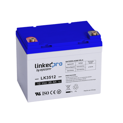 [N4-LK3512-239383] Batería 12 V / 35 Ah / UL / Tecnología AGM / Vida útil promedio de 5 años / Para uso en equipo electrónico, Alarmas de Intrusión / Incendio / Control de acceso / Video Vigilancia / Terminales T1