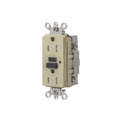 [N4-HUB-GFSG-5262I-232935] Contacto de Auto-verificación GFCI de 15 A 125 V 2 Polos/  Resistente a Manipulaciones y Intemperie / Color Marfil / Nema 5-15R / Grado Industrial.