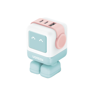[N4-35856-237821] Cargador RobotGaN de 65W Serie UNO | 3 Puertos de Carga Rápida | 2 USB-C | 1 USB-A | PD 3.0 | QC 4.0 | Carga Inteligente | Tecnología GaN II | Zapato Magnético Extraíble | Carcasa Ignifuga | Pantalla LED.