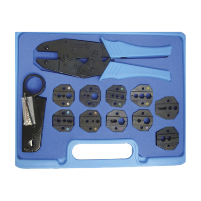 [N4-RFA-4005-520-95115] Kit en Estuche de Plástico con 10 Muelas para Instalar Conectores en Cables Coaxiales, Pinzas RFA-4005-20 y Desforradoras de Cable.