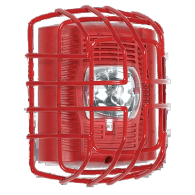 [N4-STI-9705-R-240103] Protector De Rejilla Anti Vandalismo Y Golpes Accidentales, Color Rojo, Para Sirenas/Estrobos/Bocinas System Sensor, Montaje a Ras, 7.40"Altox6.15"Anchox3.39"Profundidad