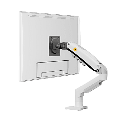 [N4-F80NBW-240874] Brazo Ajustable para Monitor Ergonómico / Compatible con Monitores de 17" - 30" / Capacidad de Peso hasta 9 kg / Rotación 360° / Inclinación +85° a  -30° / Giro 180° / Ajuste de Resorte de Gas / Color Blanco