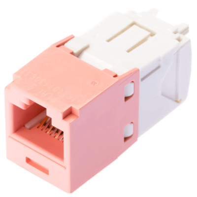 [N4-CJ688TGPK-177988] Conector Jack RJ45 Estilo TG, Mini-Com, Categoría 6, de 8 posiciones y 8 cables, Color Rosa