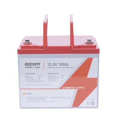 [N4-LI100A12C-205630] Batería de Litio Ciclo Profundo, 12.8 Vcc 100Ah (LiFePO4 de Celdas Cilíndricas) , Solar, Marina, Máximo 100 A de Descarga