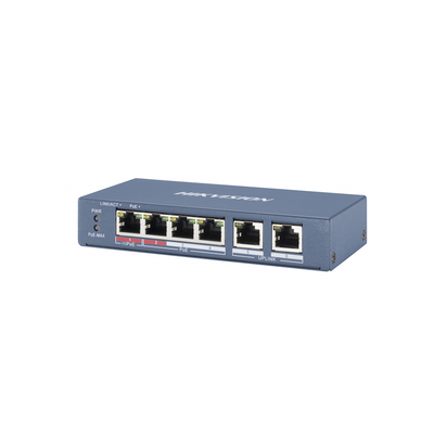 [N4-DS-3E0106P-E/M-195435] Switch PoE+ / No Administrable / 4 Puertos 10/100 Mbps PoE+ (hasta 300 m) + 2 Puertos 10/100 Mbps Uplink /  35 W