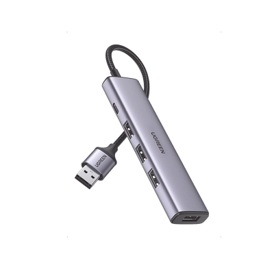 [N4-20805-206940] HUB USB-A 3.0 Multipuertos / 4 Puertos USB-A 3.0 (5Gbps) / Cable 20 cm / Ideal para Transferencia de Datos / Entrada Tipo C para alimentar equipos de mayor consumo como discos duros / 4 en 1 / Carcasa de Aluminio.