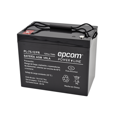 [N4-PL7512-FR-196341] Batería 12 Vcc / 75 Ah /  UL / Tecnología AGM-VRLA / Retardante a la flama/ Uso en: Aplicaciones fotovoltaicas / Terminales tipo M6  / Cargador recomendado CHR-250.