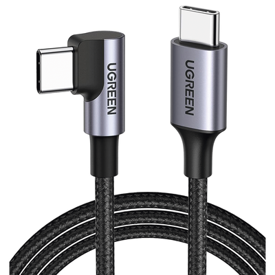 [N4-50123-209408] Cable USB-C a USB-C | 1 Metro | Conector con Ángulo Recto de 90° | Carga Rápida de hasta 60W | 480 Mbps | PD3.0 | QC4.0/3.0/2.0 | FPC | AFC | Protección Integrada| Caja de Aluminio | Nylon Trenzado | Color Negro.