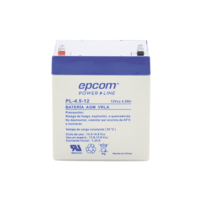 [N4-PL-4.5-12-67464] Batería 12 Vcc / 4.5 Ah / UL / Tecnología AGM-VRLA / Para uso en equipo electrónico Alarmas de intrusión / Incendio/ Control de acceso / Video Vigilancia / Terminales F1.