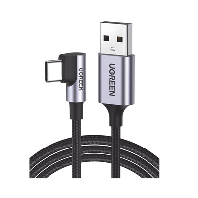 [N4-50941-213225] Cable USB-A a USB-C | 1 Metro | Conector con Ángulo Recto de 90° | Carga Rápida de hasta 60W | 480 Mbps | PD3.0 | QC4.0/3.0/2.0 | FPC | AFC | Protección Integrada| Caja de Aluminio | Nylon Trenzado | Color Negro